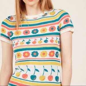 Modcloth Retro Floral Cherry Sweater in Cherries